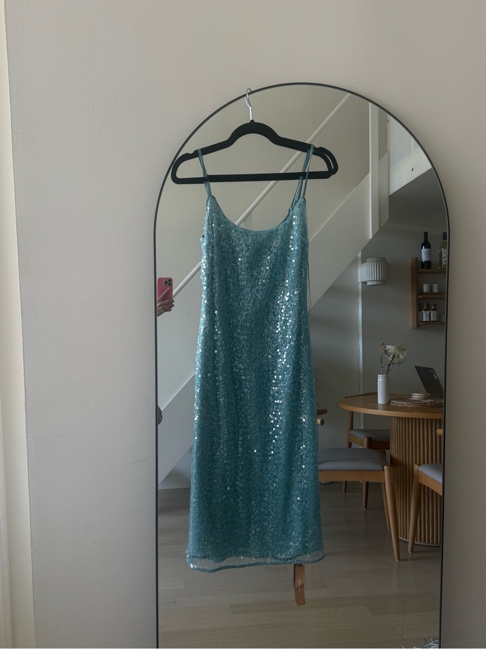 Reformation Teal Sequin Midi Dress